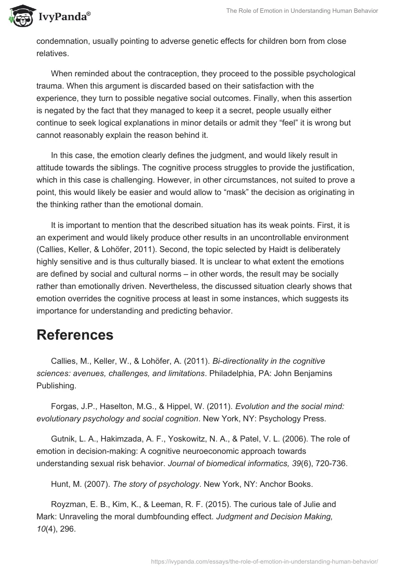 The Role of Emotion in Understanding Human Behavior. Page 2