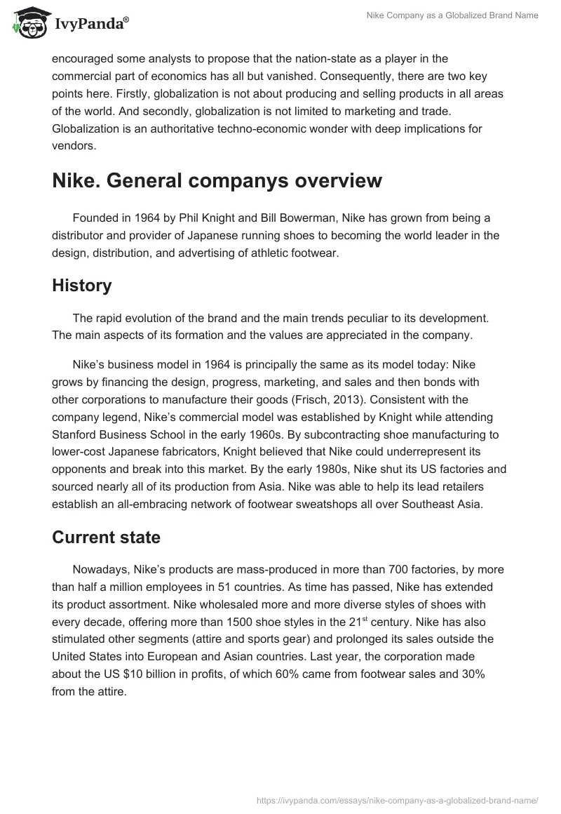 Nike Company as a Globalized Brand Name. Page 3