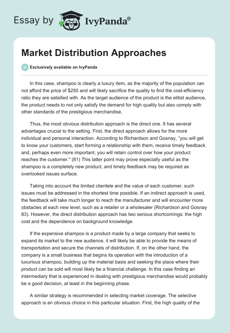 Market Distribution Approaches. Page 1