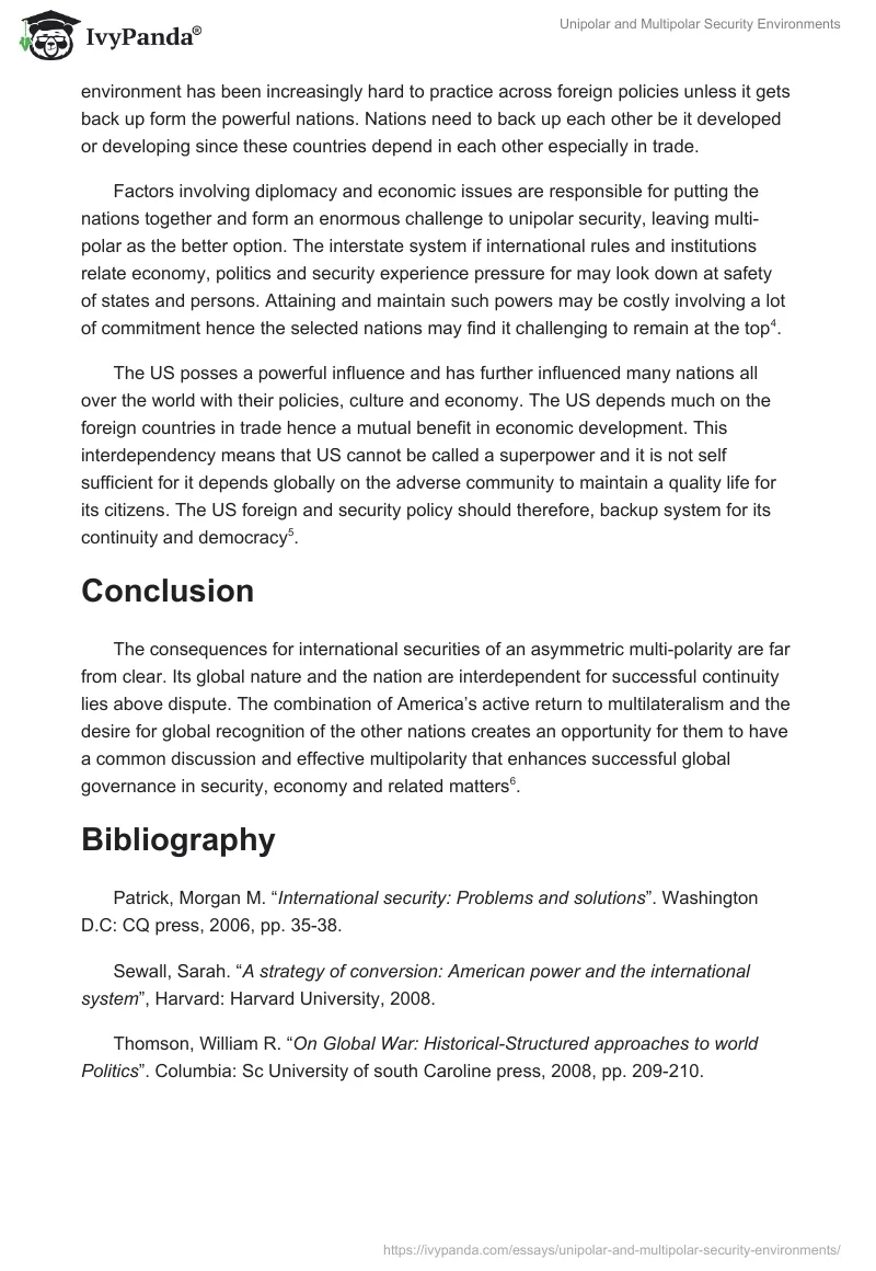 Unipolar and Multipolar Security Environments. Page 2