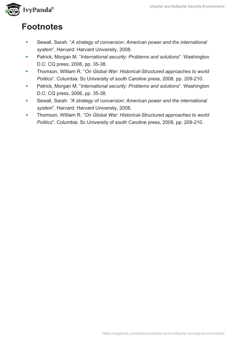 Unipolar and Multipolar Security Environments. Page 3
