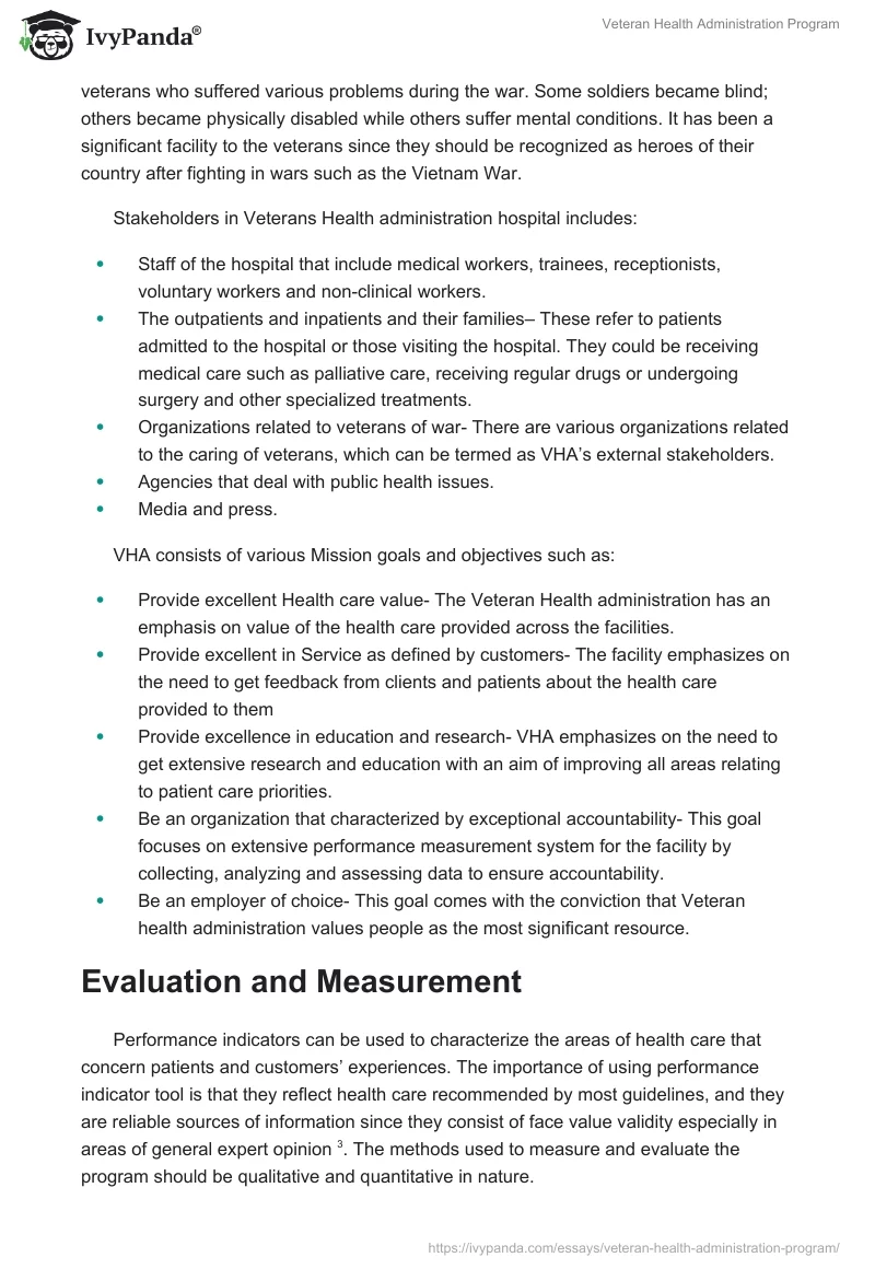 Veteran Health Administration Program. Page 2