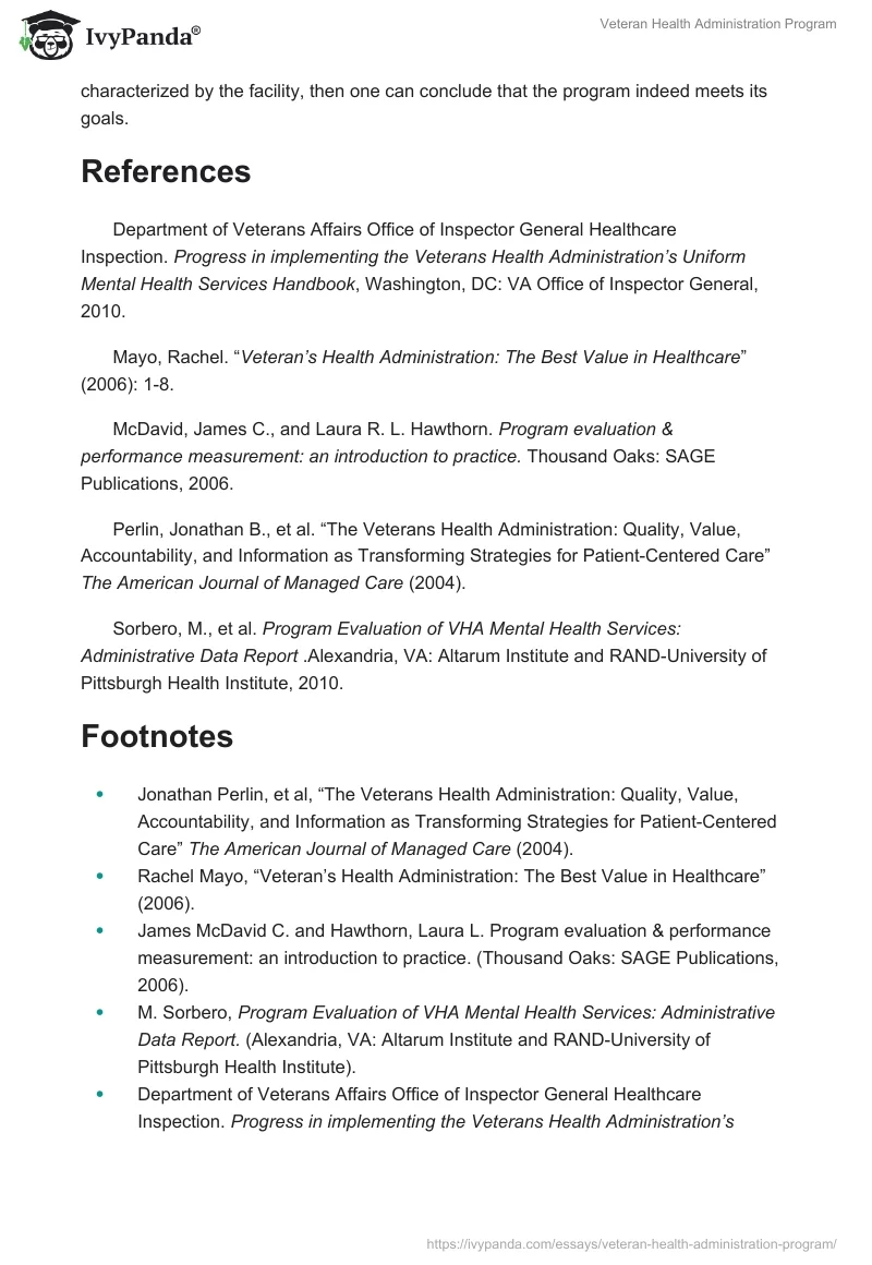 Veteran Health Administration Program. Page 4