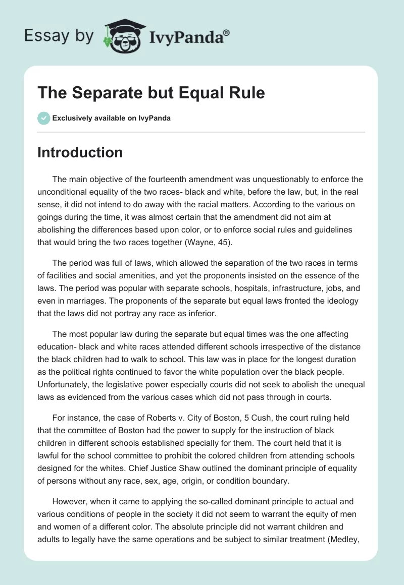 The Separate but Equal Rule. Page 1