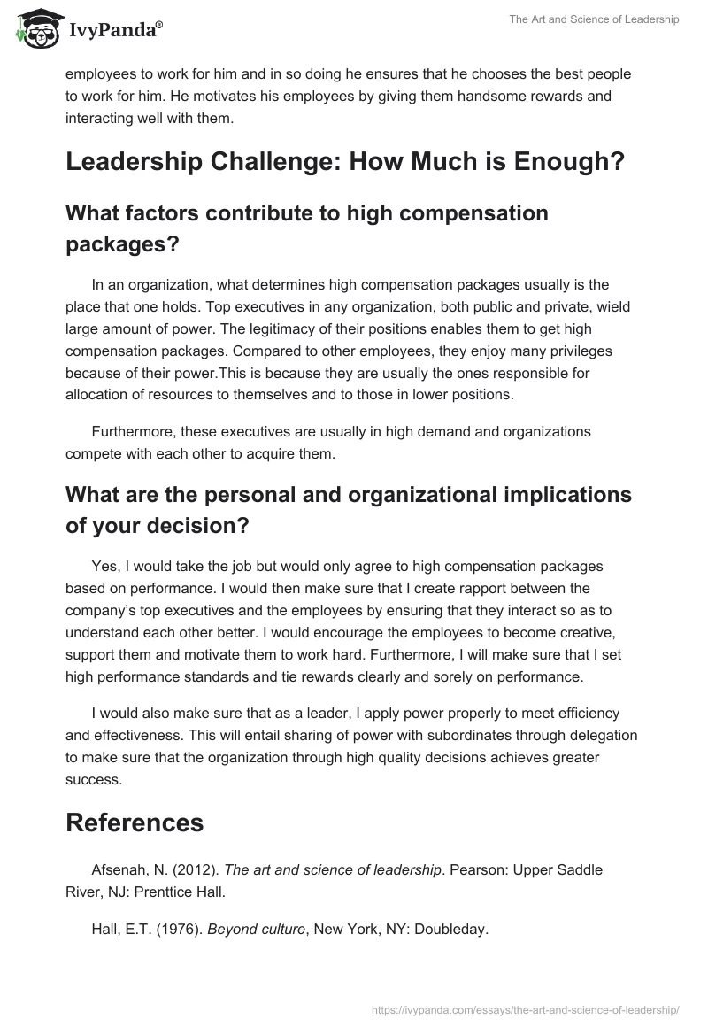 The Art and Science of Leadership. Page 4