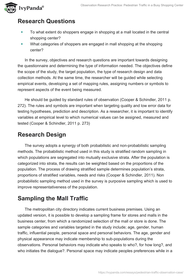 Observation Research Practice: Pedestrian Traffic in a Busy Shopping Center. Page 2