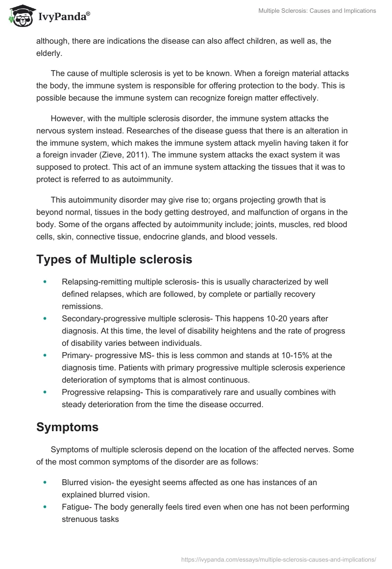Multiple Sclerosis: Causes and Implications. Page 2