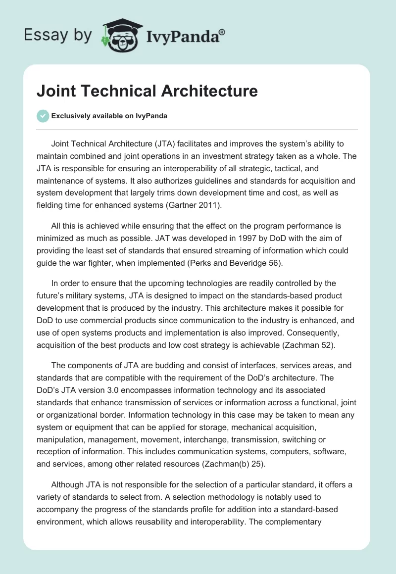 Joint Technical Architecture. Page 1