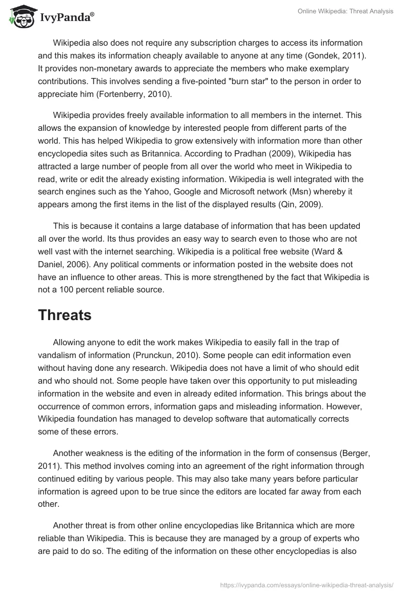 Online Wikipedia: Threat Analysis. Page 2