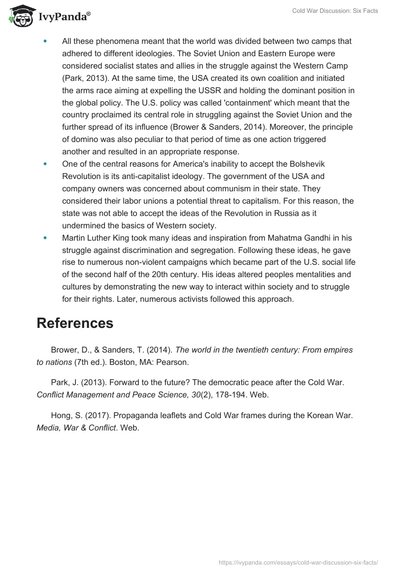 Cold War Discussion: Six Facts. Page 2