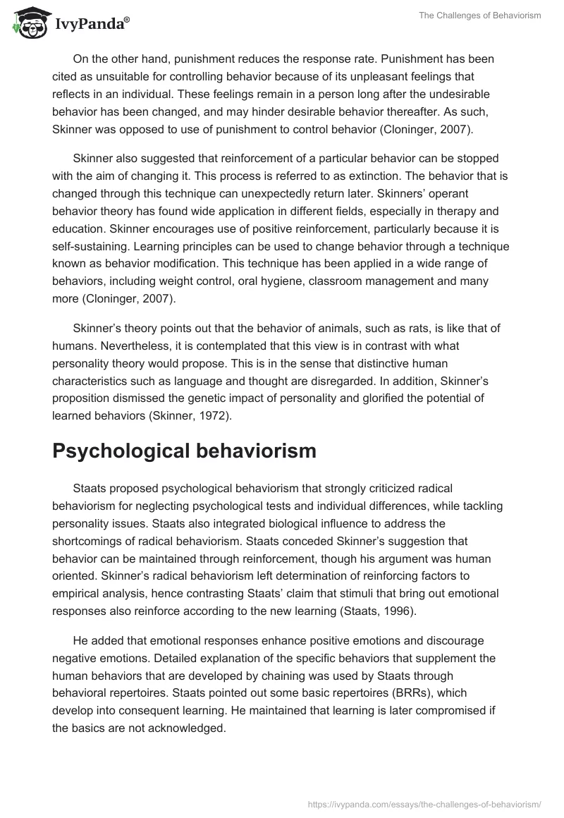 The Challenges of Behaviorism. Page 2