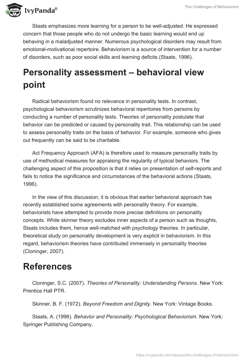 The Challenges of Behaviorism. Page 3