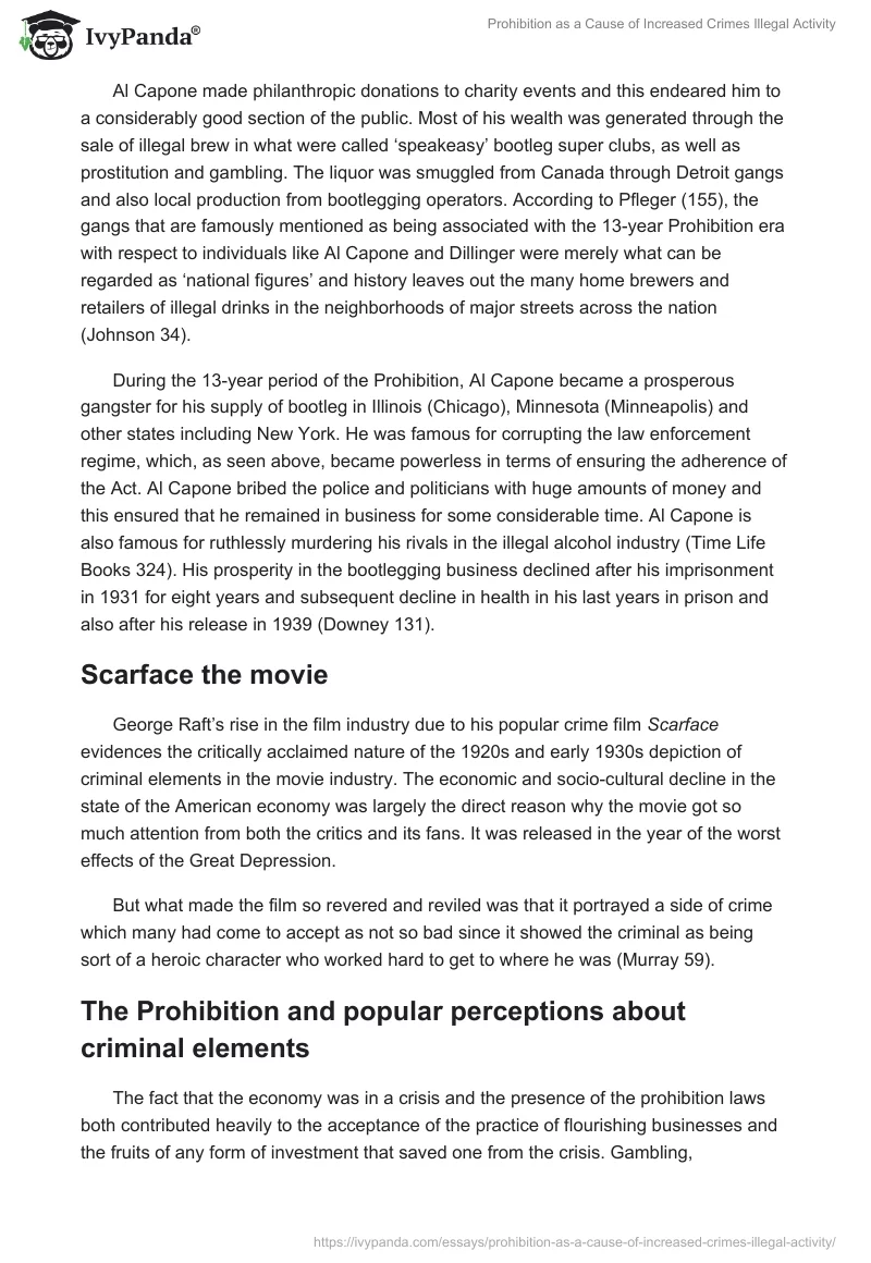 Prohibition as a Cause of Increased Crimes Illegal Activity. Page 3