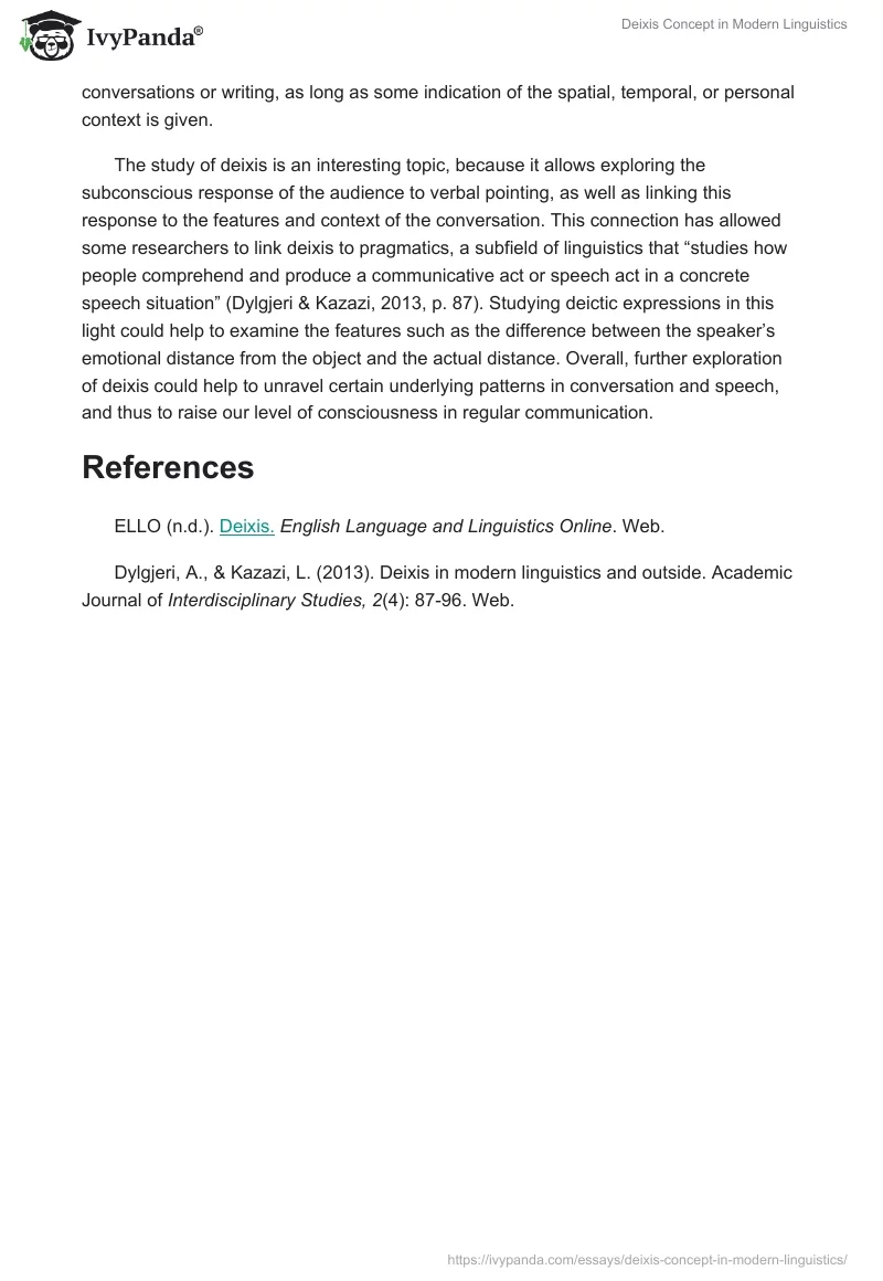 Deixis Concept in Modern Linguistics. Page 2
