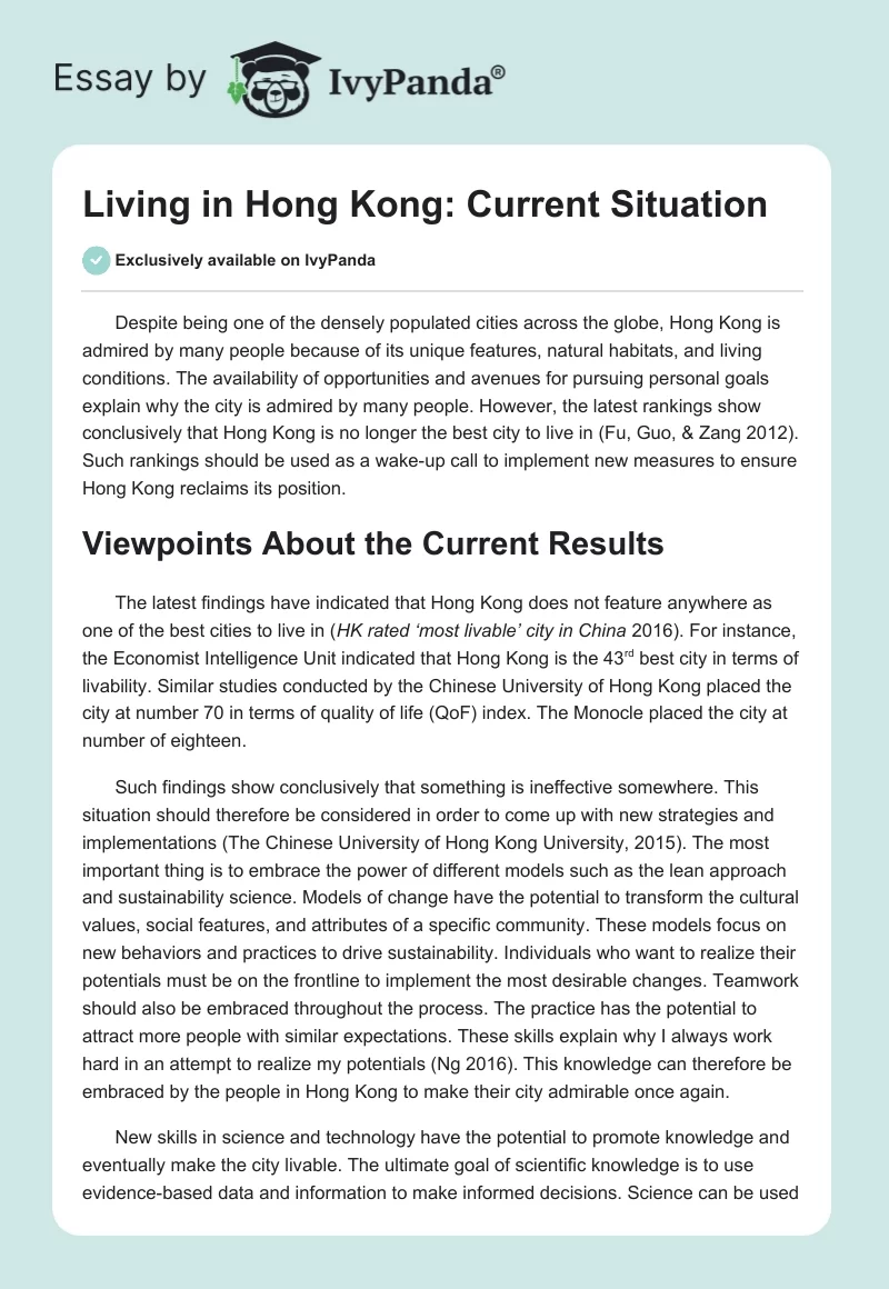 Living in Hong Kong: Current Situation. Page 1
