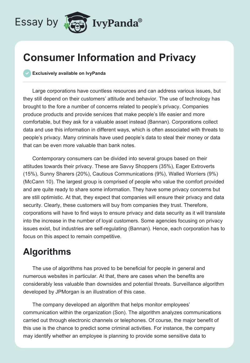 Consumer Information and Privacy. Page 1