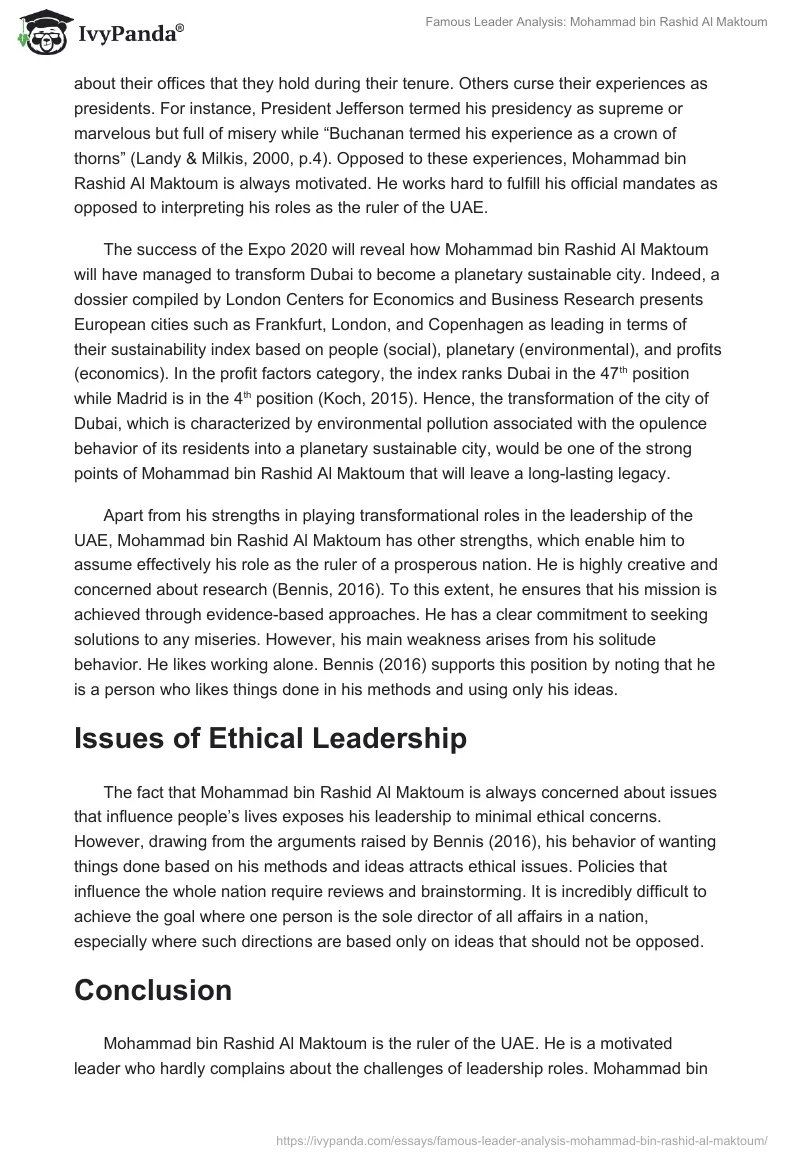 Famous Leader Analysis: Mohammad bin Rashid Al Maktoum. Page 3