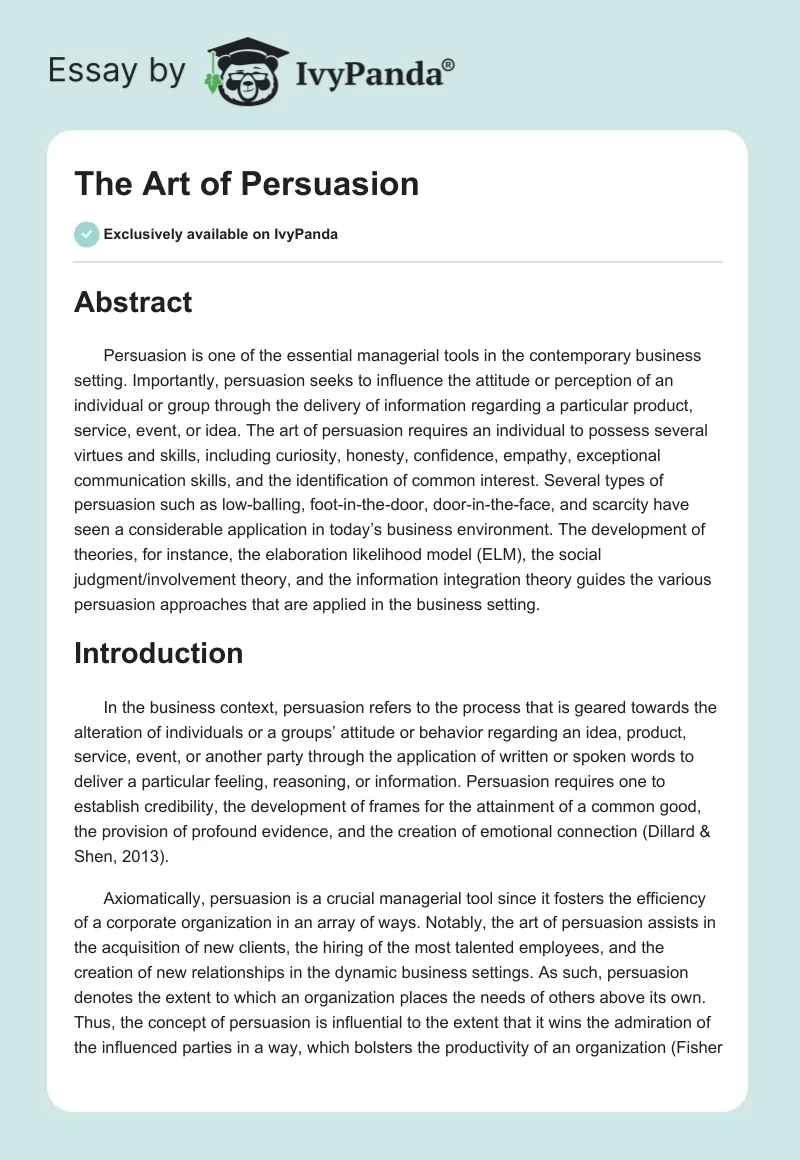 The Art of Persuasion. Page 1