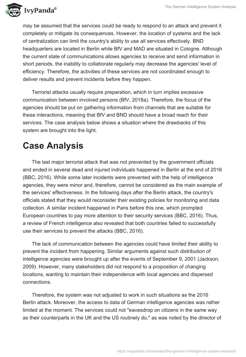 The German Intelligence System Analysis. Page 5