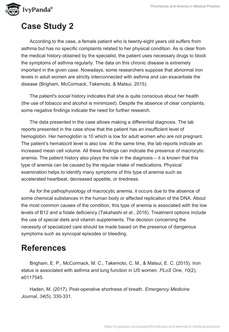Thrombosis and Anemia in Medical Practice. Page 2