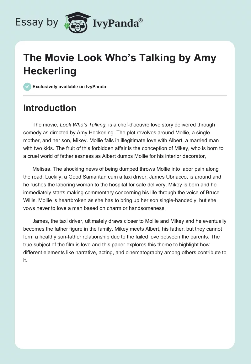 The Movie "Look Who’s Talking" by Amy Heckerling. Page 1