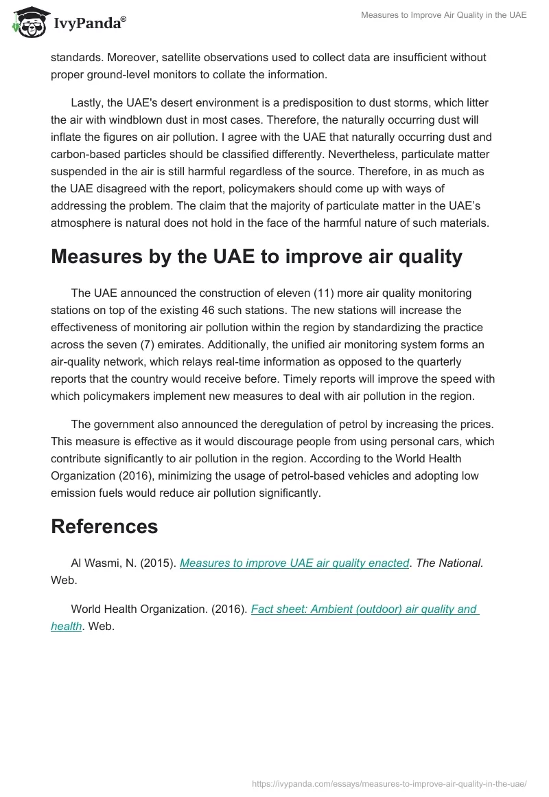 Measures to Improve Air Quality in the UAE. Page 2