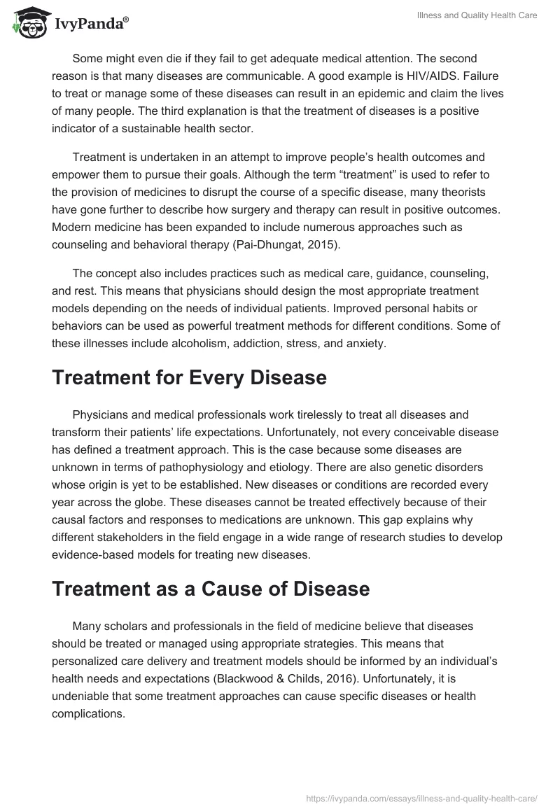 Illness and Quality Health Care. Page 2