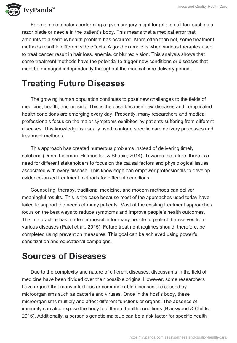 Illness and Quality Health Care. Page 3
