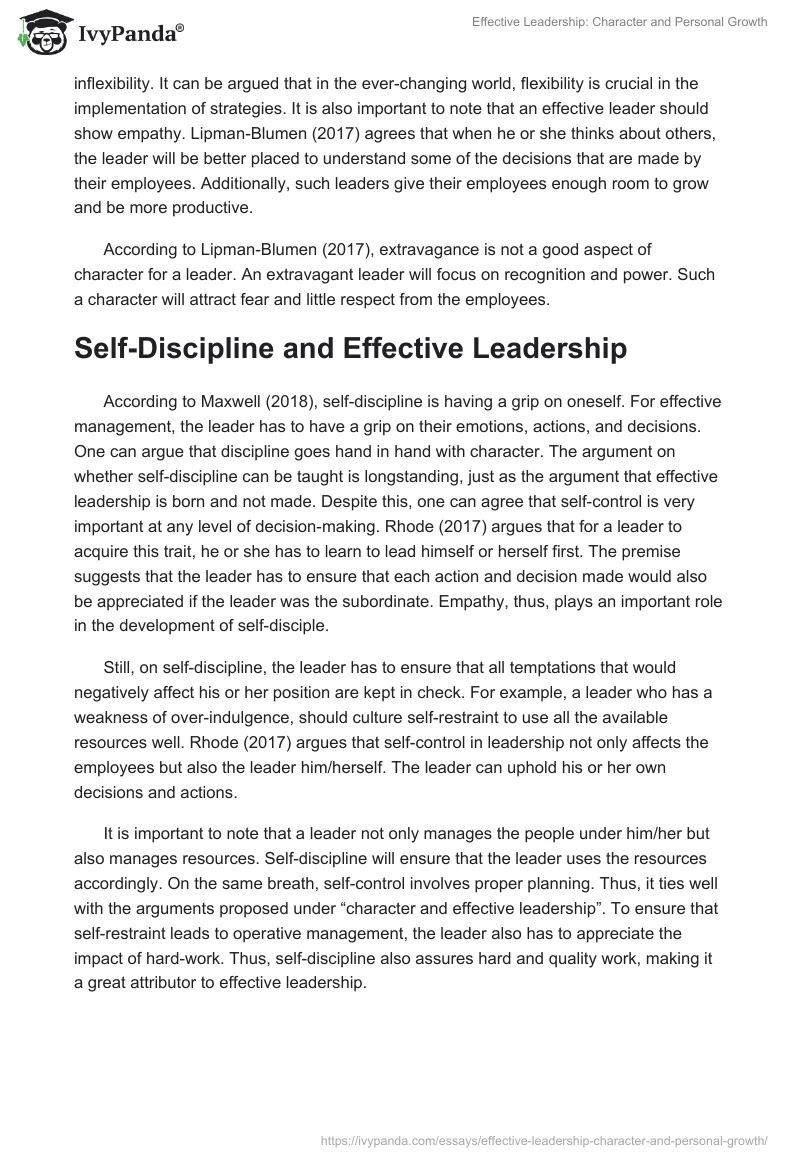 Effective Leadership: Character and Personal Growth. Page 2