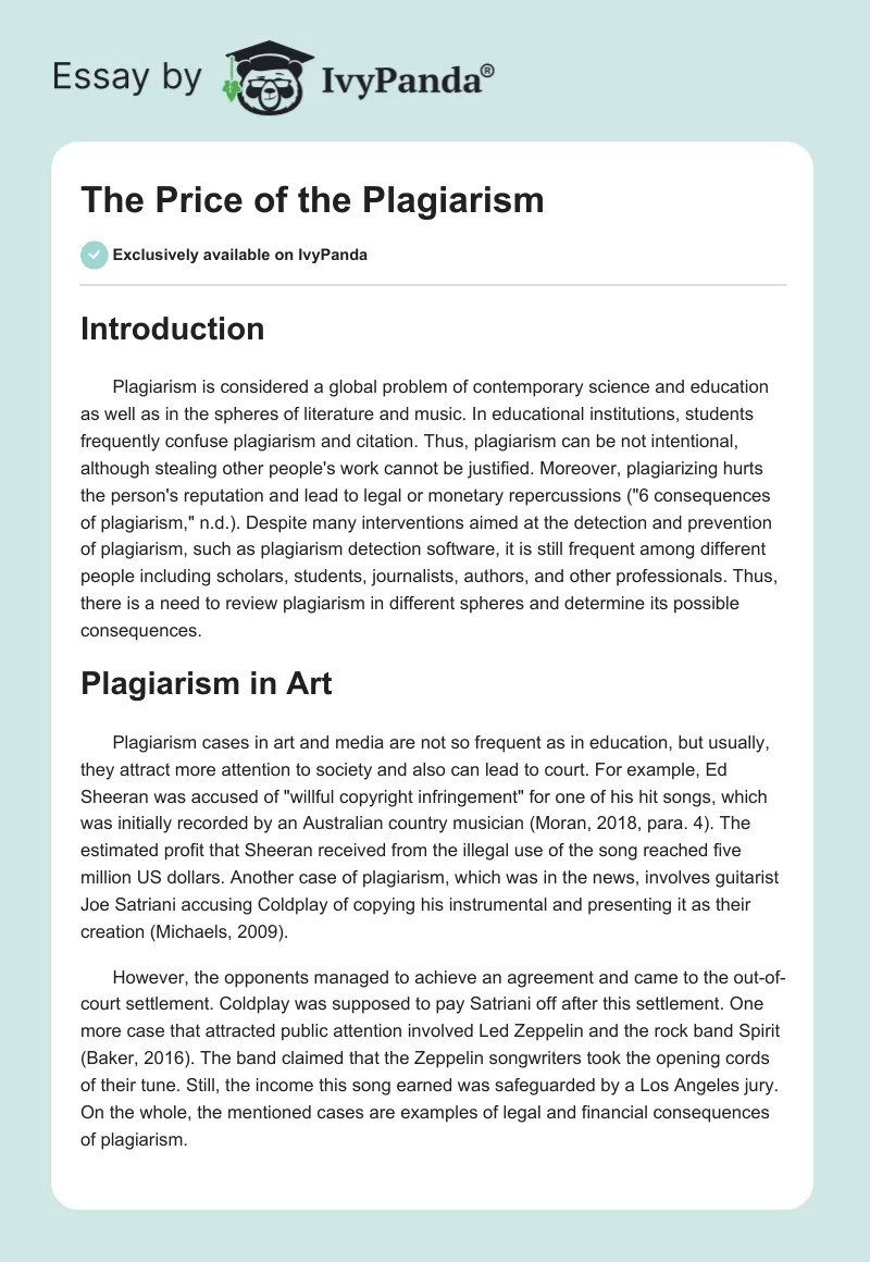 The Price of the Plagiarism. Page 1
