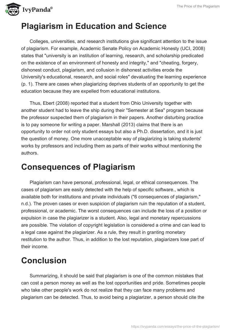The Price of the Plagiarism. Page 2