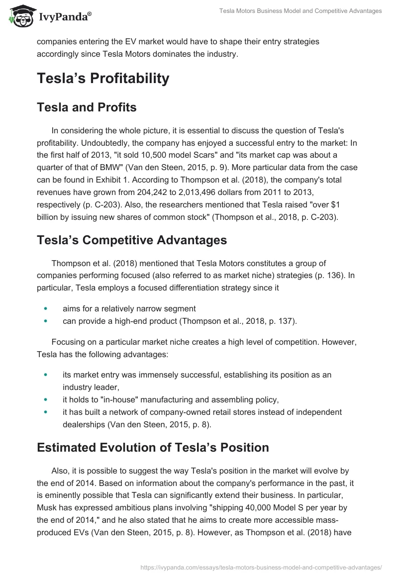 Tesla Motors Business Model and Competitive Advantages. Page 3