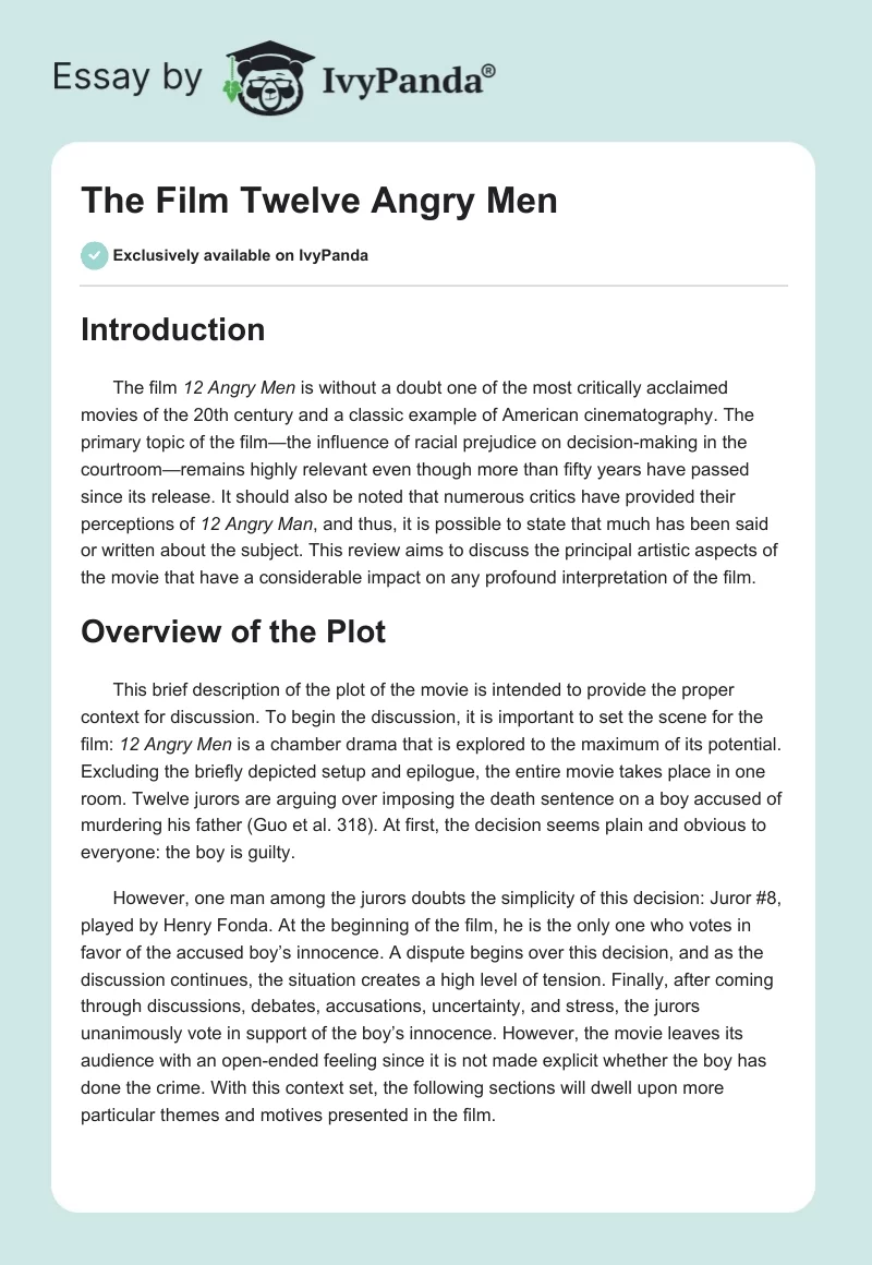The Film "Twelve Angry Men". Page 1