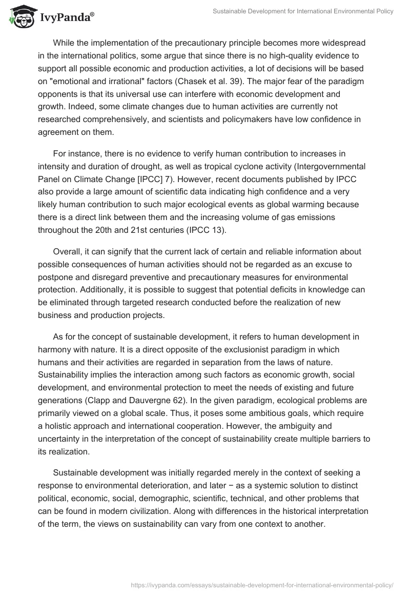 Sustainable Development for International Environmental Policy. Page 2