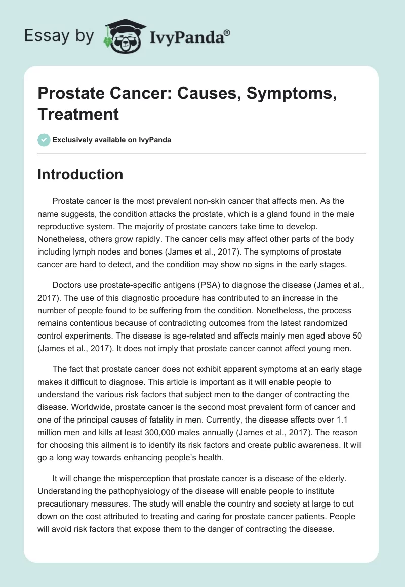 Prostate Cancer: Causes, Symptoms, Treatment. Page 1