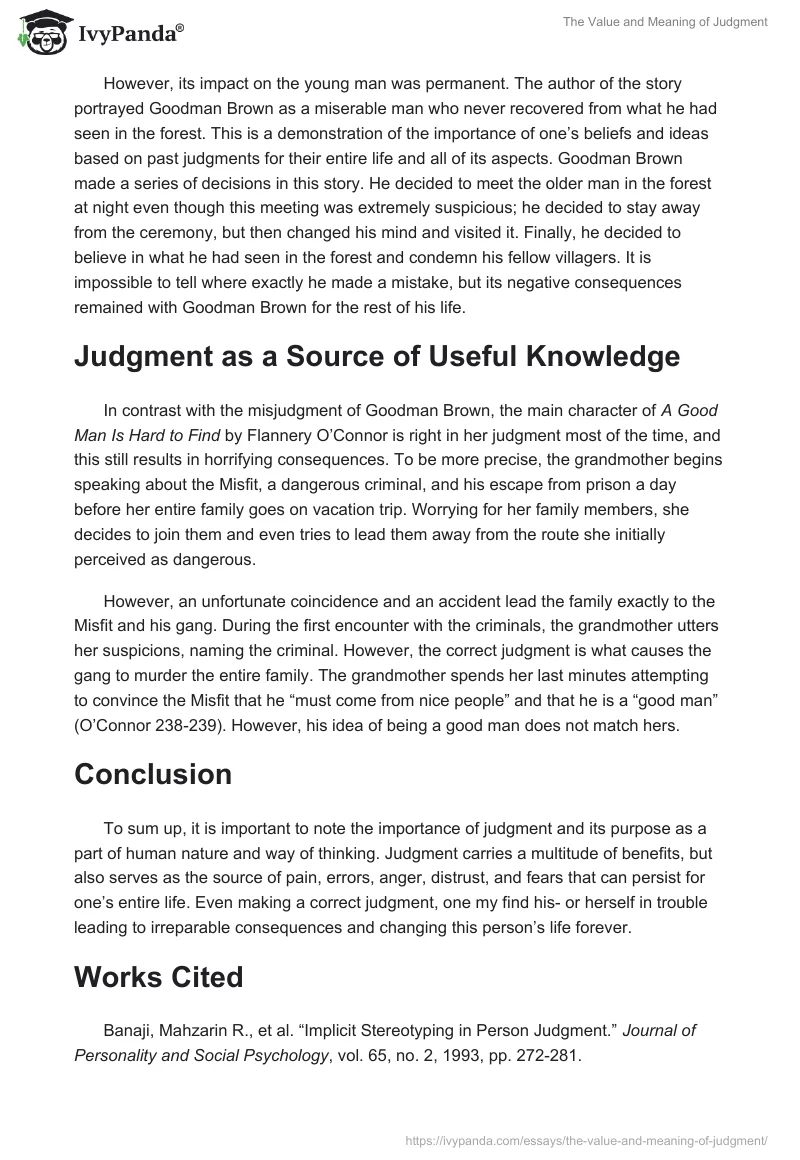 The Value and Meaning of Judgment. Page 3