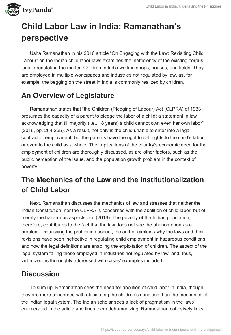 Child Labor in India, Nigeria and the Philippines. Page 2