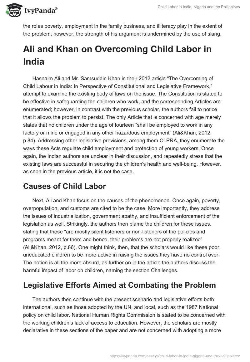 Child Labor in India, Nigeria and the Philippines. Page 3