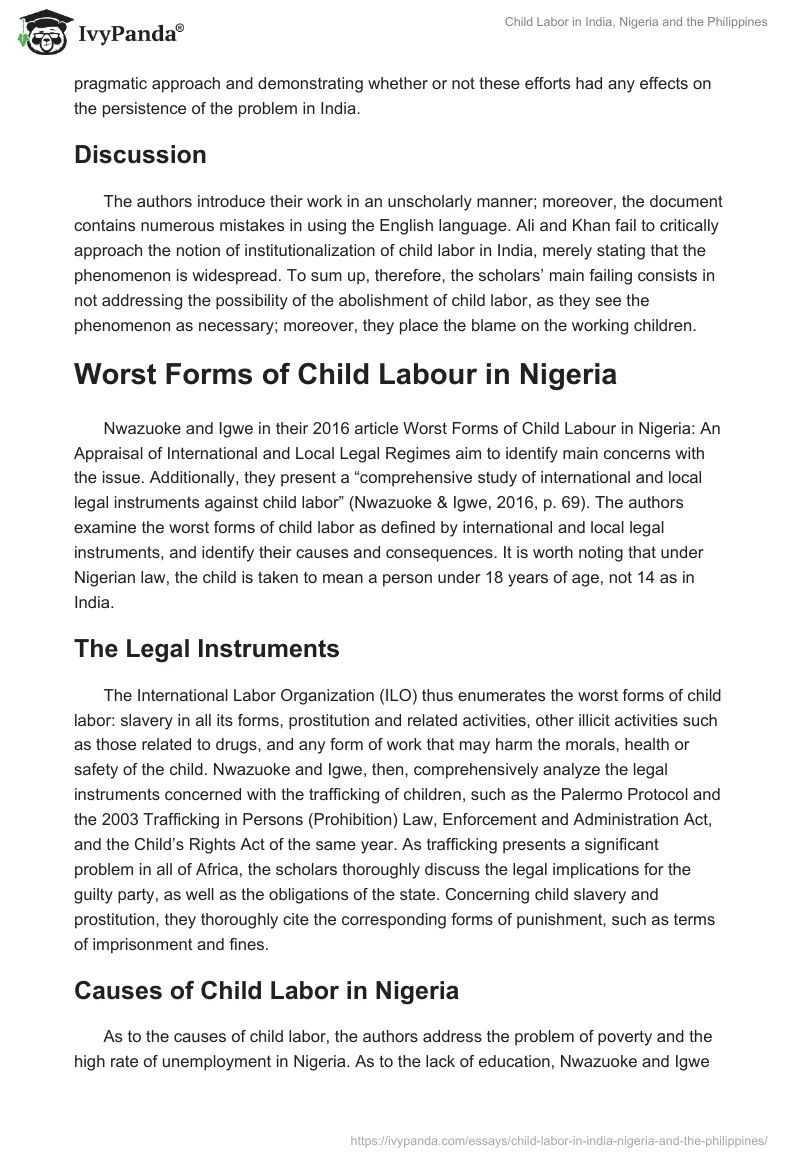 Child Labor in India, Nigeria and the Philippines. Page 4