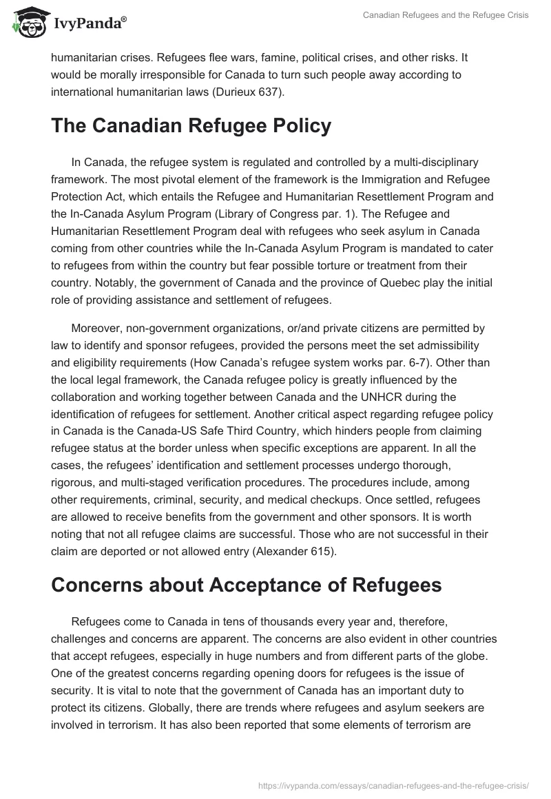 Canadian Refugees and the Refugee Crisis. Page 2