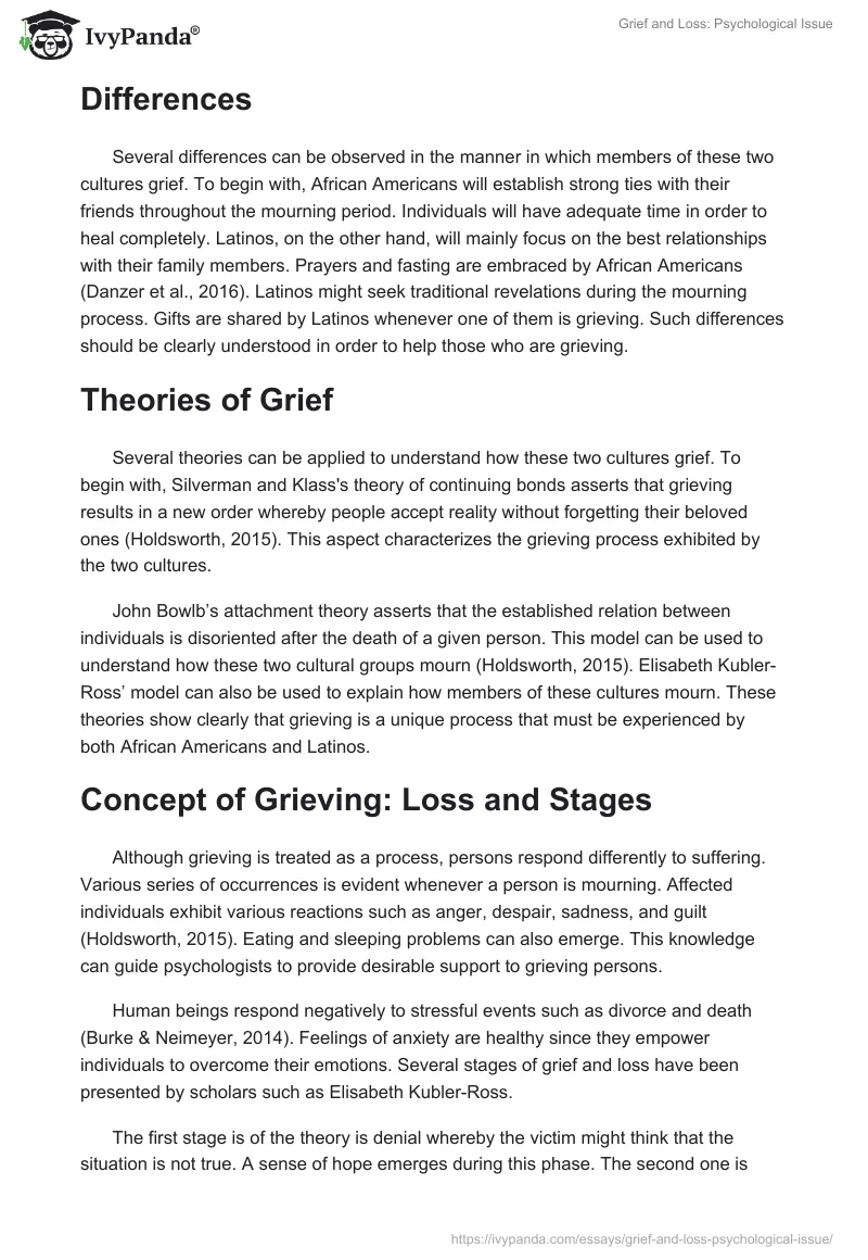 Grief and Loss: Psychological Issue. Page 2