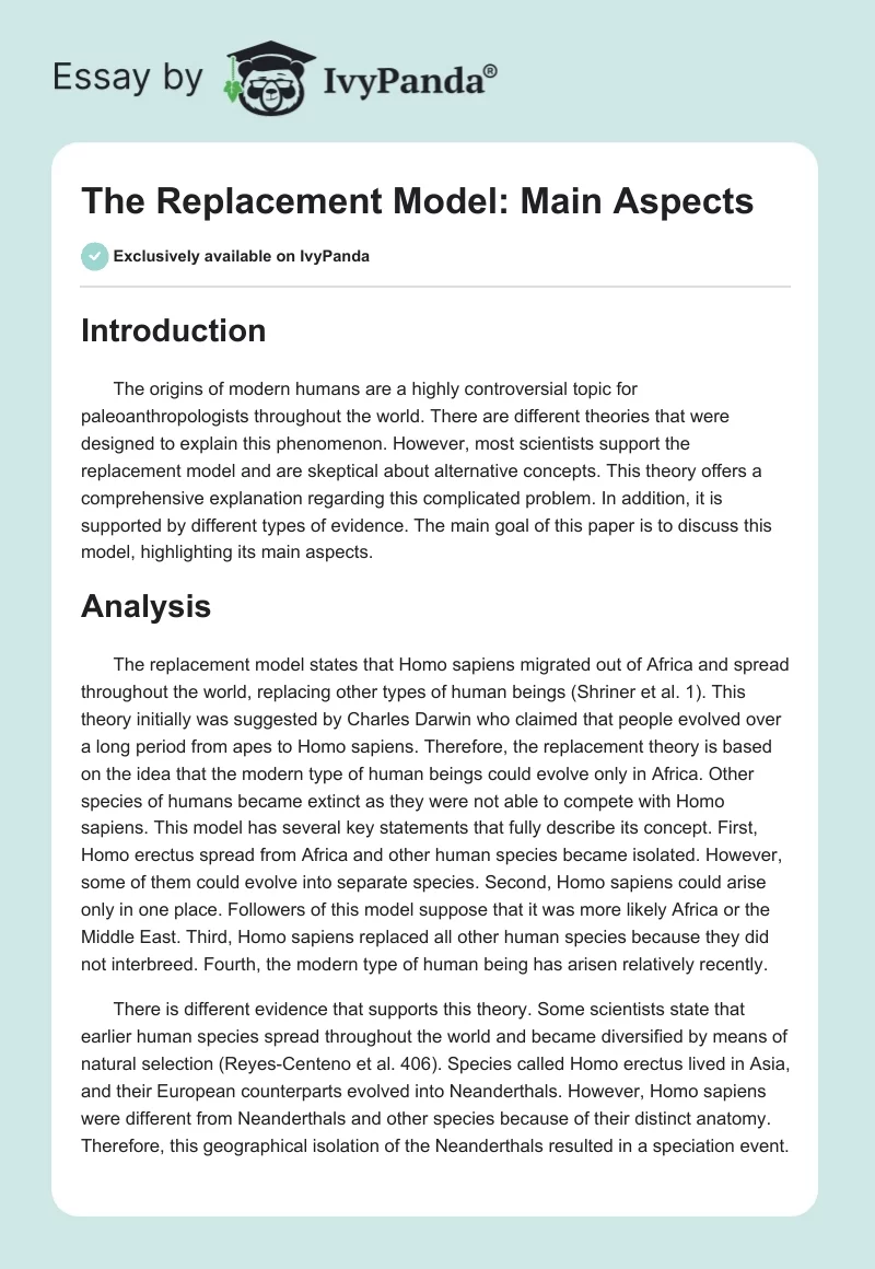 The Replacement Model: Main Aspects. Page 1