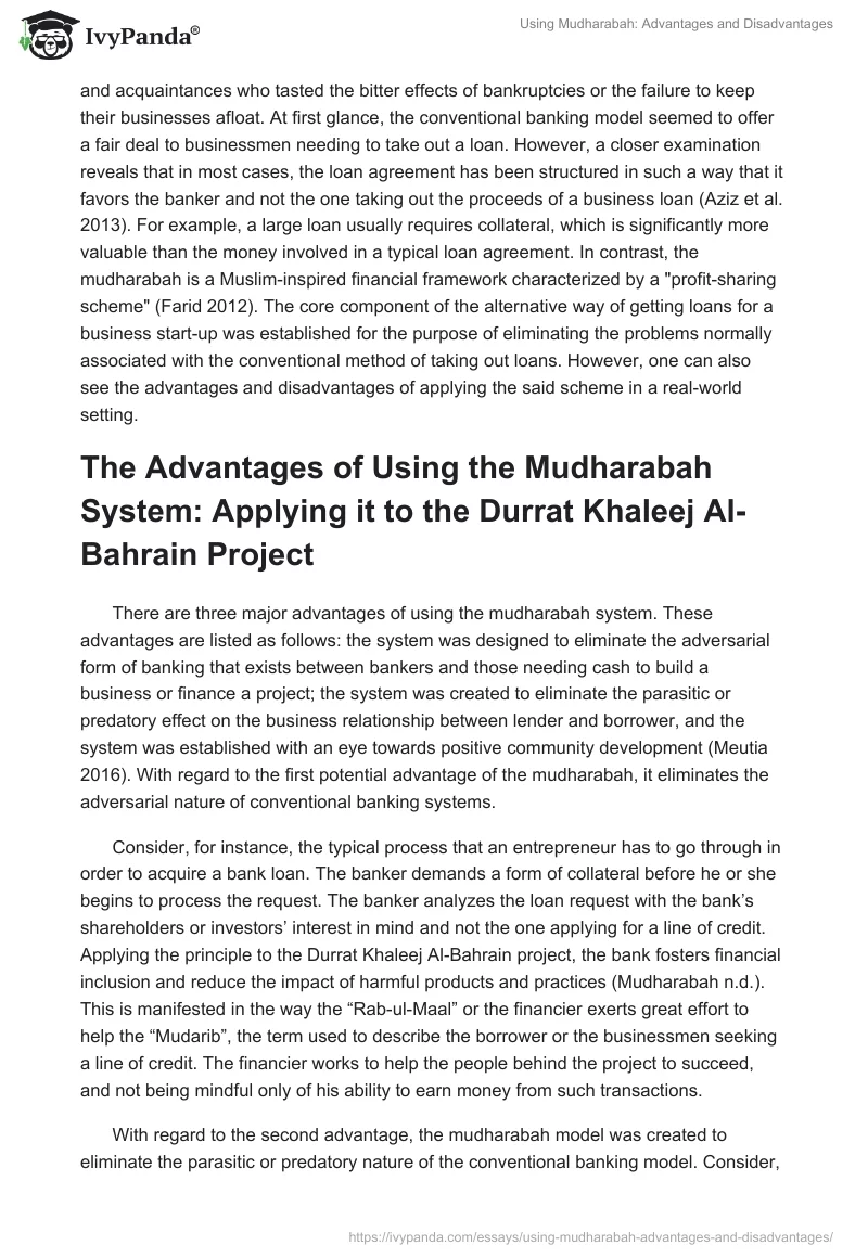 Using Mudharabah: Advantages and Disadvantages. Page 2