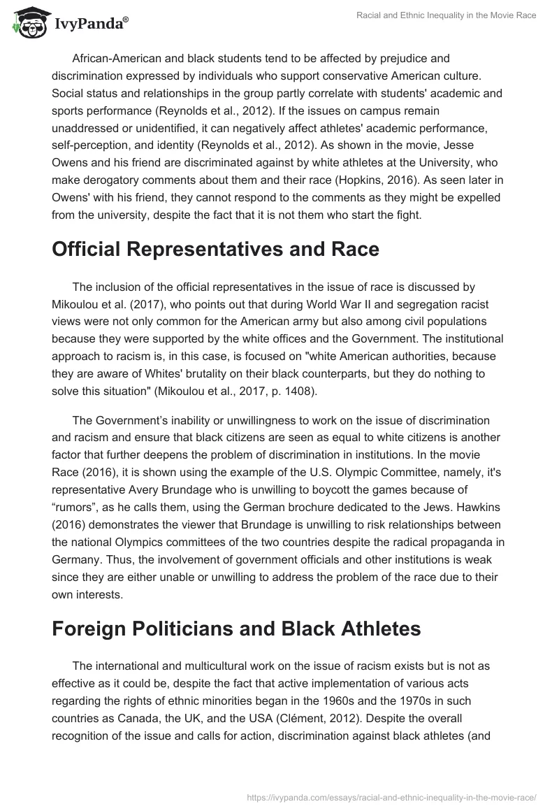 Racial and Ethnic Inequality in the Movie "Race". Page 2
