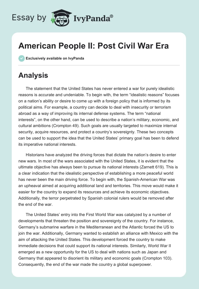American People II: Post Civil War Era. Page 1