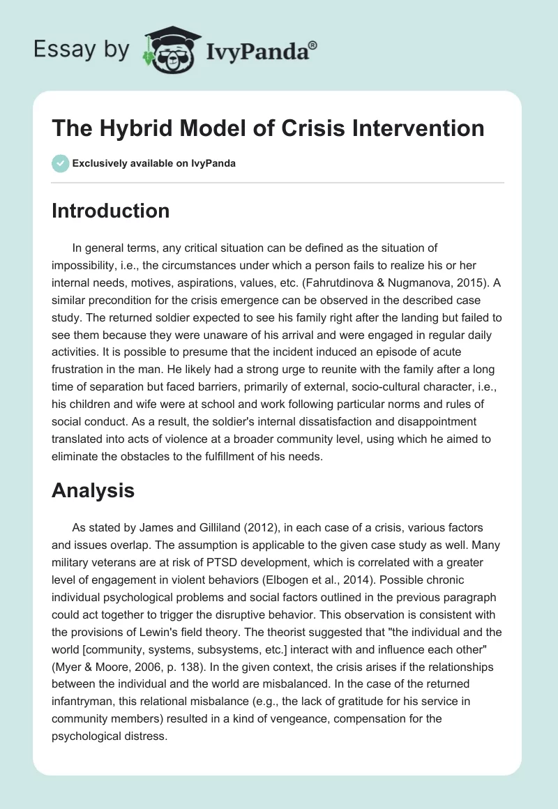 The Hybrid Model of Crisis Intervention. Page 1