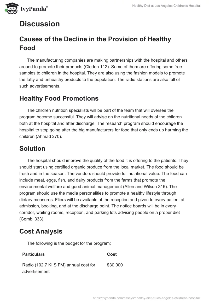 Healthy Diet at Los Angeles Children's Hospital. Page 3