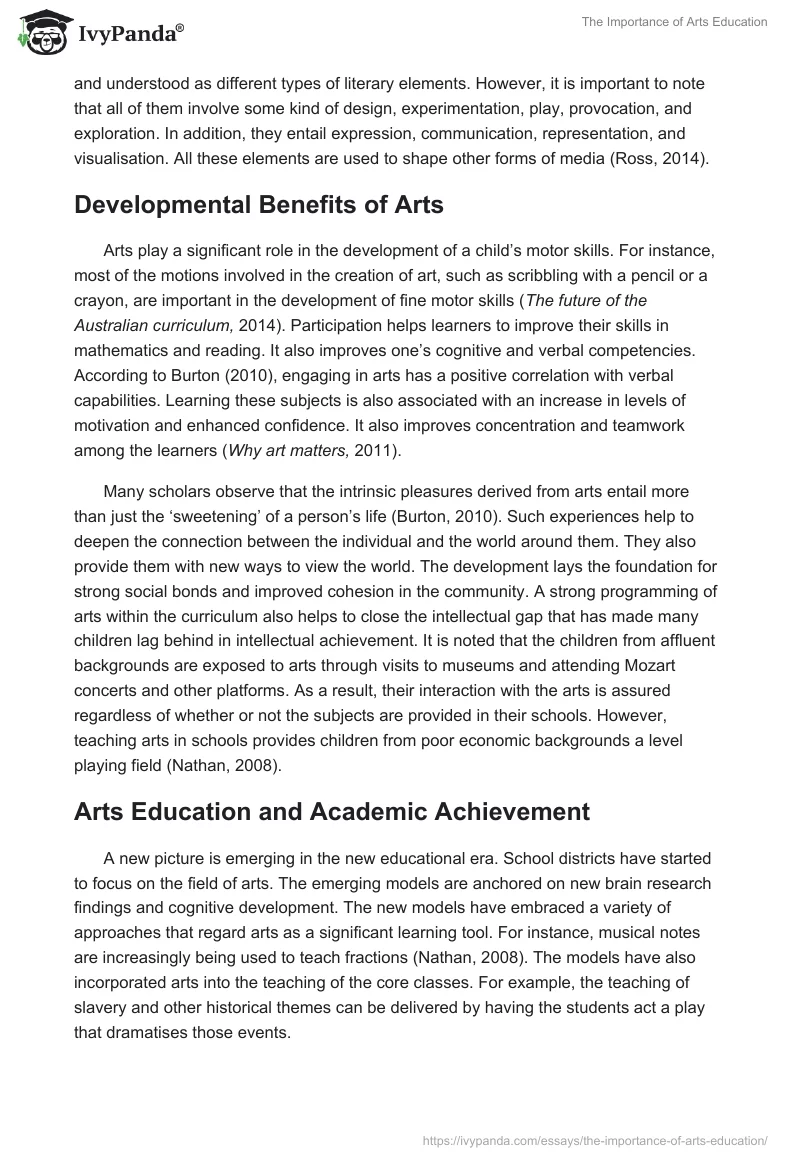 The Importance of Arts Education. Page 3