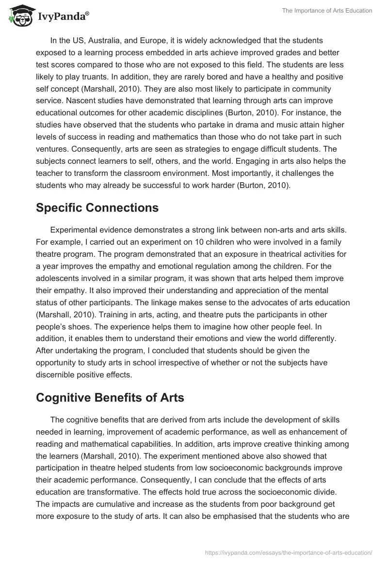 The Importance of Arts Education. Page 4