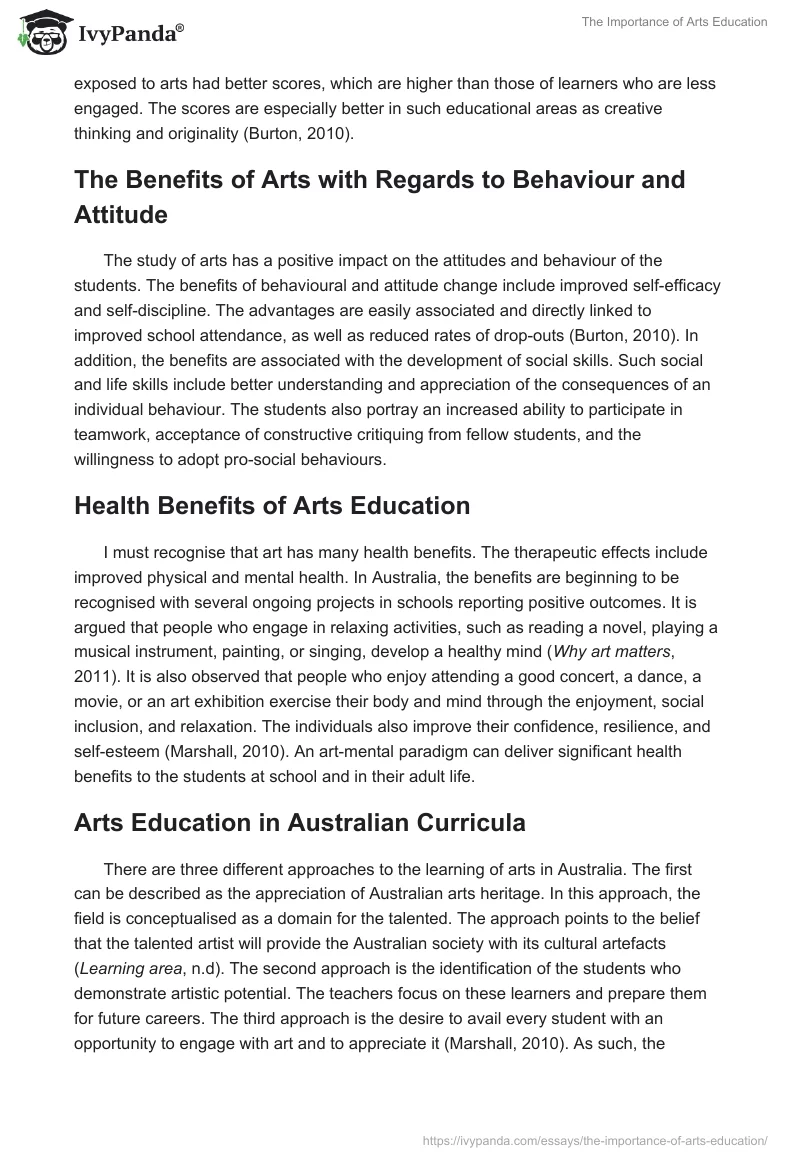 The Importance of Arts Education. Page 5